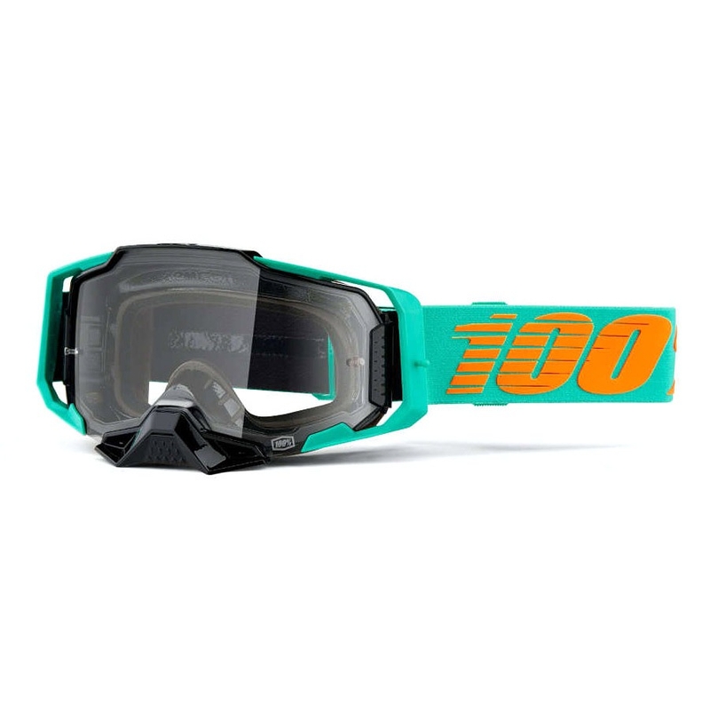 Motokrosa brilles 100% ARMEGA Clark turquoise (caurspīdīgs pleksi)