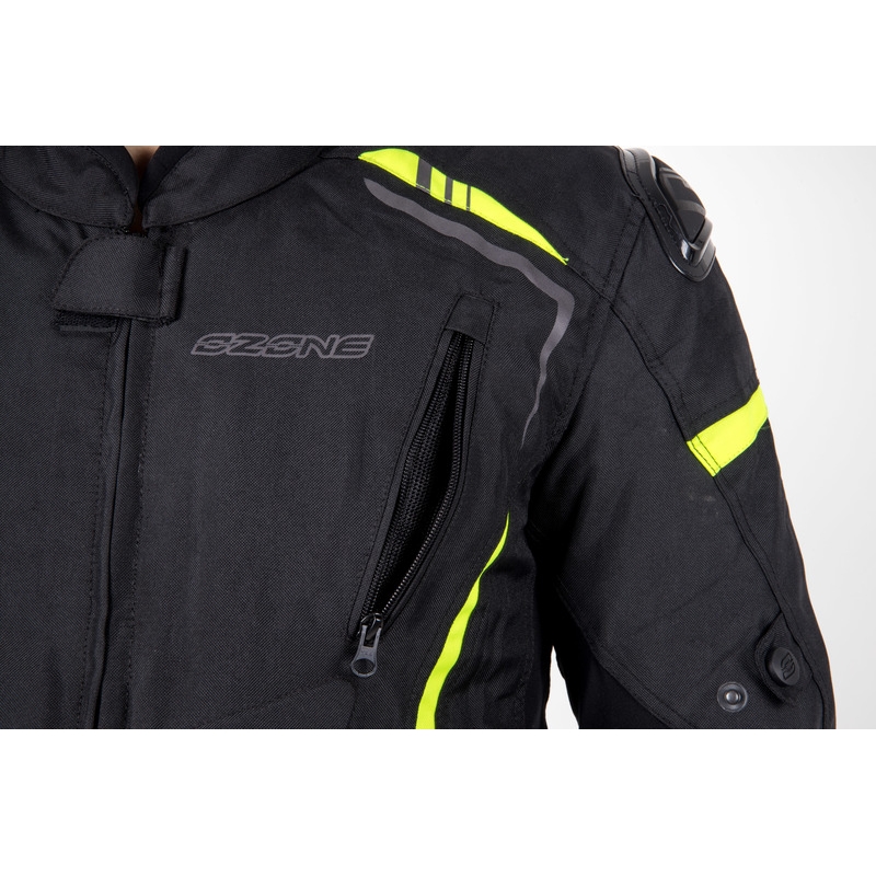 Ozone Pulse melna-fluo dzeltena motocikla jaka
