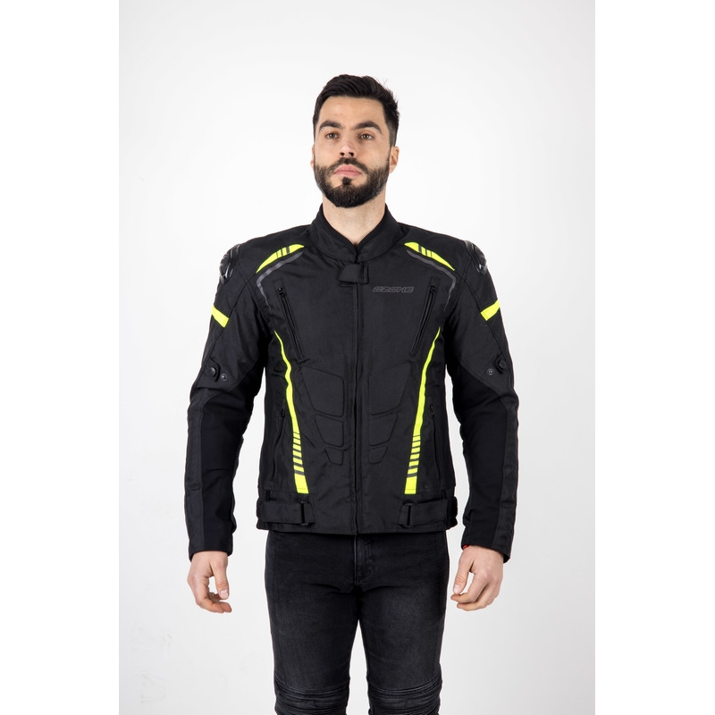 Ozone Pulse melna-fluo dzeltena motocikla jaka