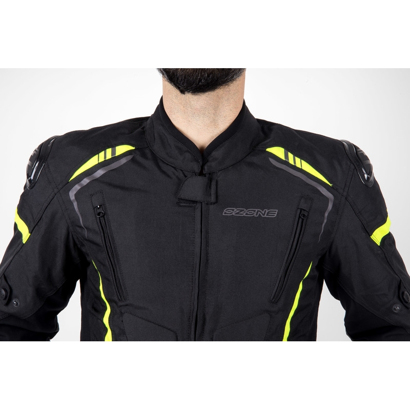 Ozone Pulse melna-fluo dzeltena motocikla jaka