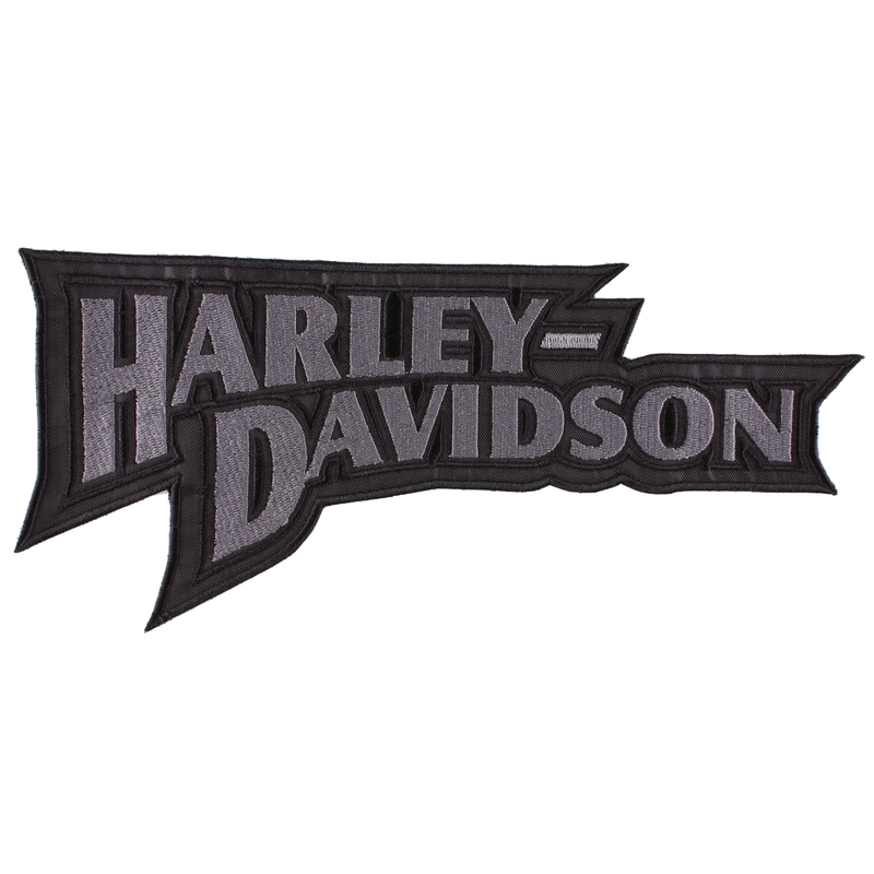 Patch Harley Davidson uzraksts pelēks - liels