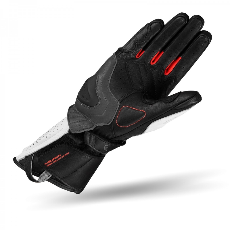 Sieviešu Shima Miura Black-White-Fluo Red motocikla cimdi