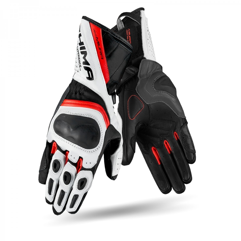 Sieviešu Shima Miura Black-White-Fluo Red motocikla cimdi