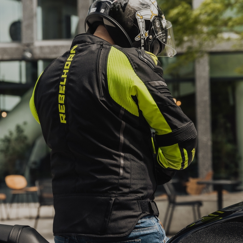 Rebelhorn Vandal melnā-fluo dzeltenā motocikla jaka izpārdošana