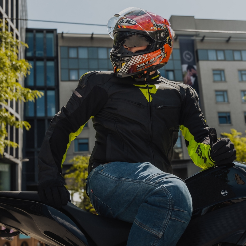 Rebelhorn Vandal melnā-fluo dzeltenā motocikla jaka izpārdošana