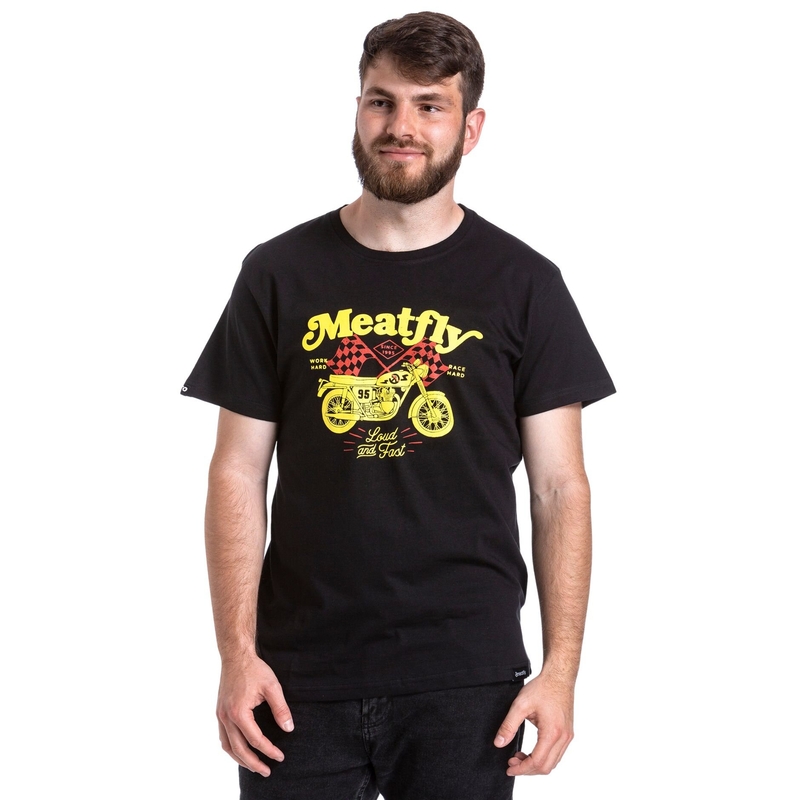T-krekls Meatfly Loud And Fast melns izpārdošana