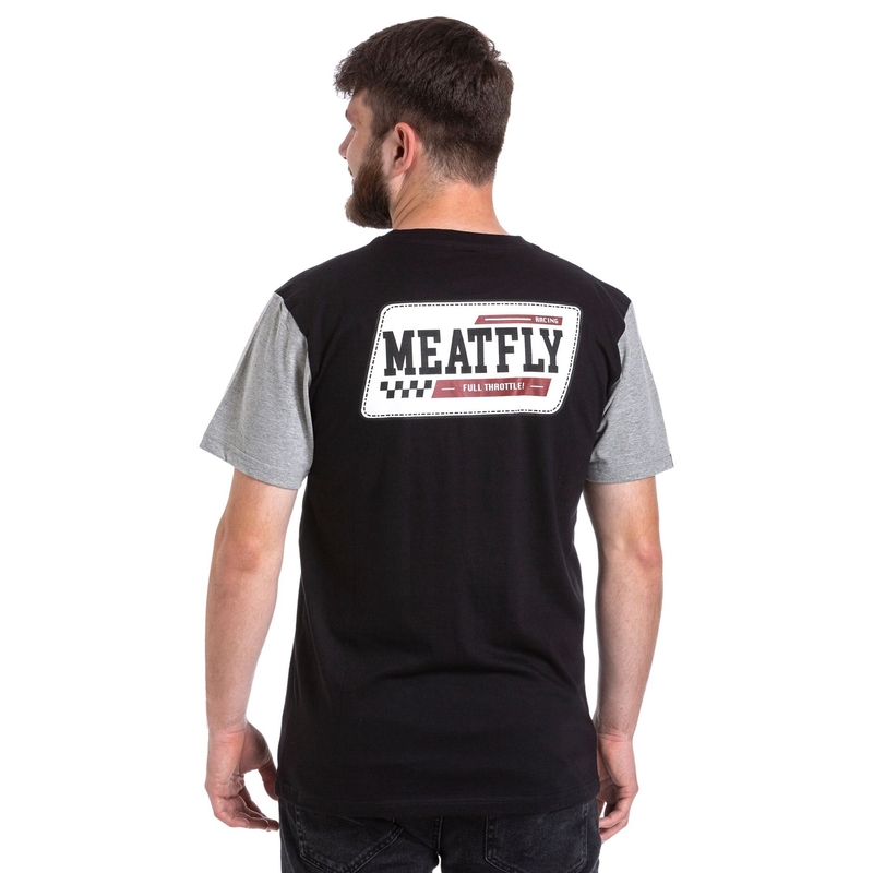 Meatfly Racing T-krekls melns un pelēks izpārdošana