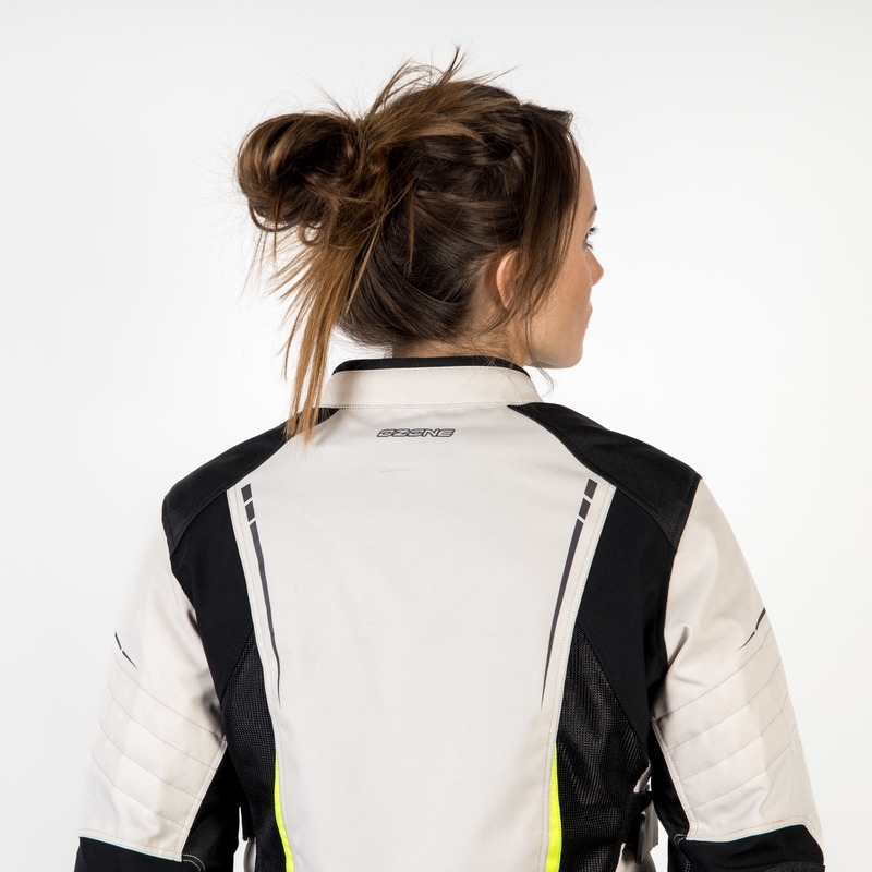 Sieviešu motocikla jaka Ozone Flow Black-Gray-Fluo Yellow izpārdošana