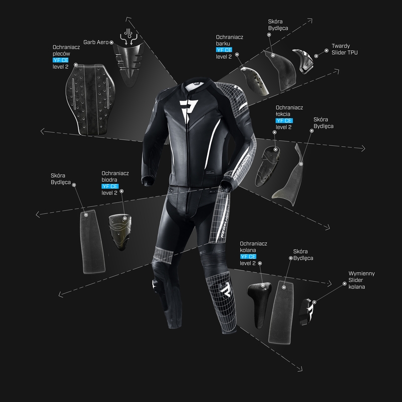 Rebelhorn Fighter Melnas un baltas motocikla bikses izpārdošana