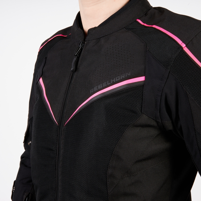 Sieviešu Rebelhorn Hiflow IV Black-Fluo Pink motocikla jaka izpārdošana
