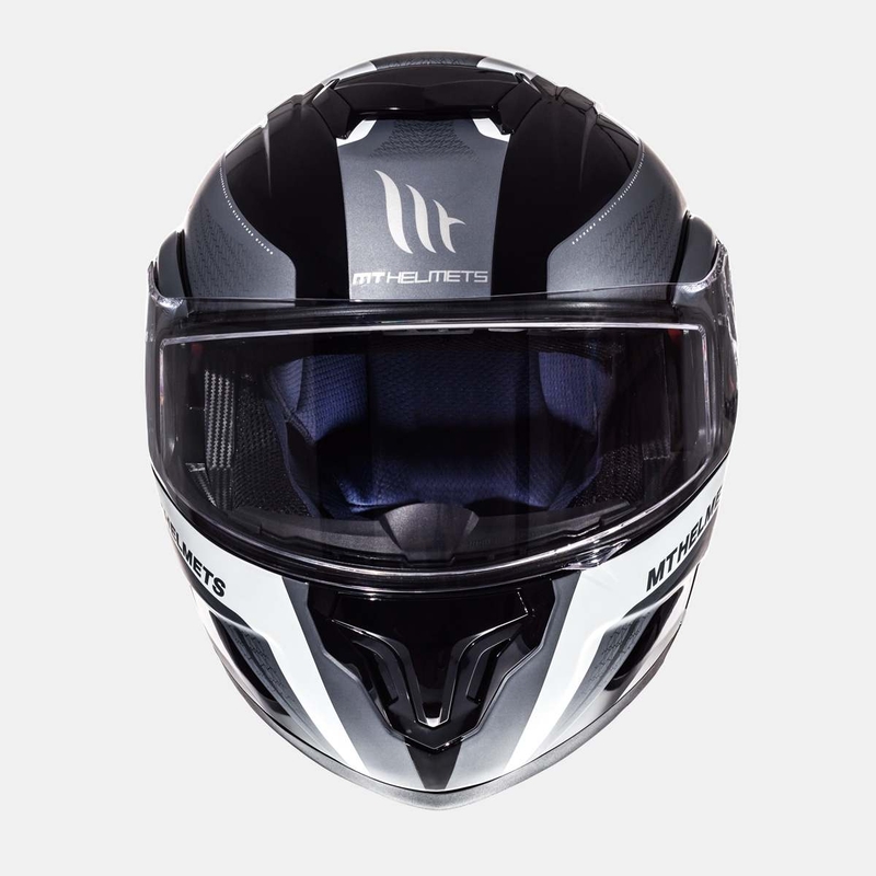 Vyklápěcí přilba na motorku MT Atom Tarmac černá matná-bílá výprodej