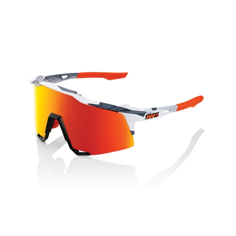 Saulesbrilles 100% SPEEDCRAFT Soft Tact Grey Camo white-grey-orange (HIPER sarkans stikls)