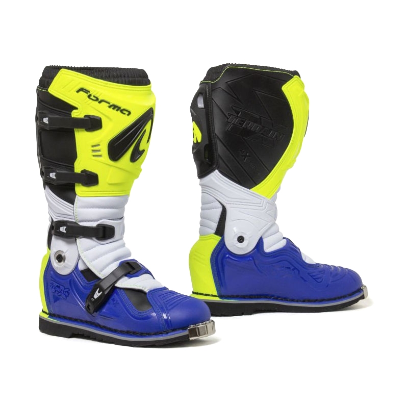 Forma Terrain Evolution TX fluo dzelteni-balti-zili motocikla zābaki