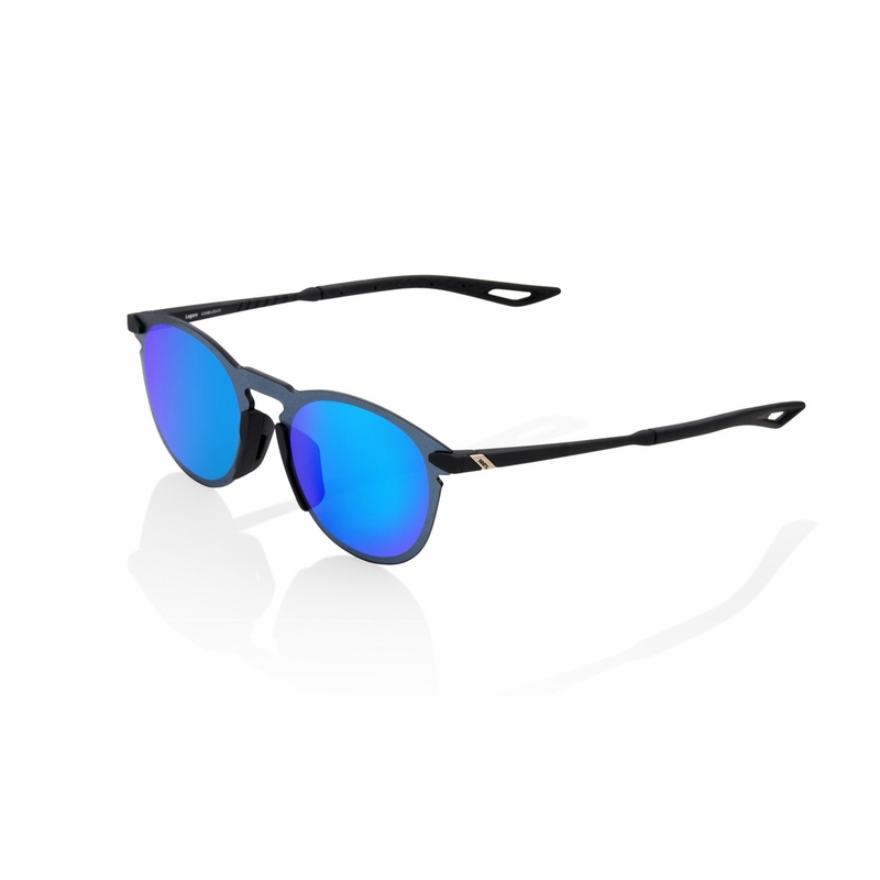 Saulesbrilles 100% LEGERE ROUND Soft Tact Black (zili hroma lēcas)