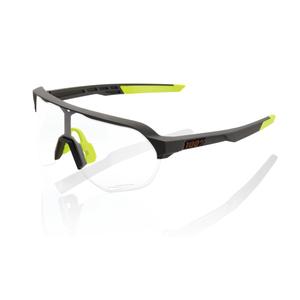 Saulesbrilles 100% S2 Soft Tact Cool Grey Grey-Yellow (fotohromiskais stikls)