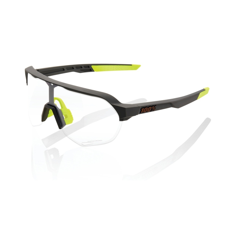 Saulesbrilles 100% S2 Soft Tact Cool Grey Grey-Yellow (fotohromiskais stikls)