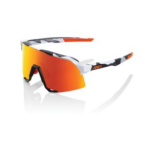 Saulesbrilles 100% S3 Soft Tact Grey Camo oranži-melni-balti (sarkans hroma stikls)