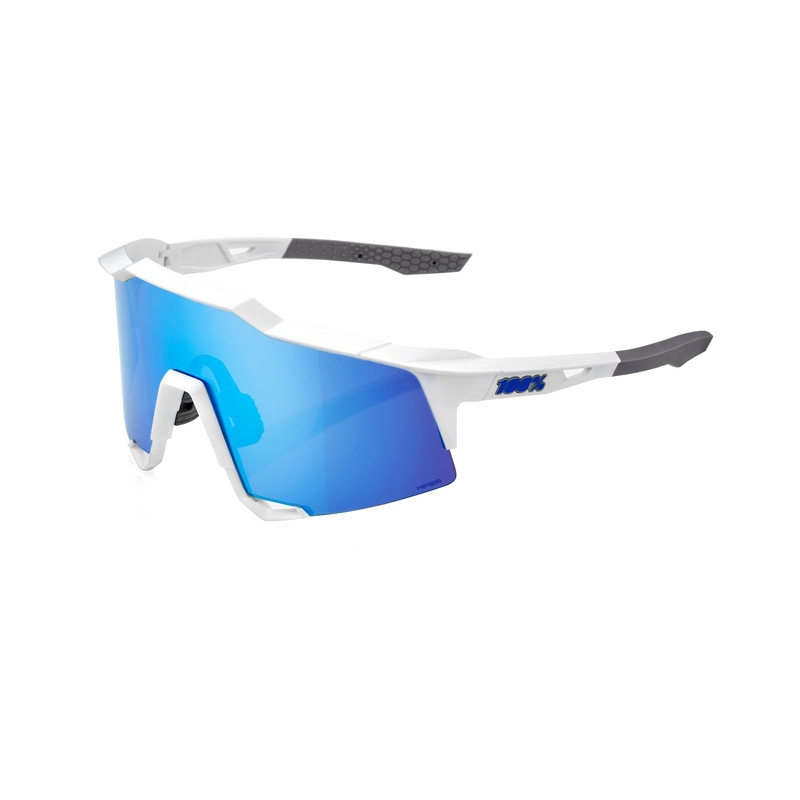 Saulesbrilles 100% SPEEDCRAFT balti pelēkas (HIPER zils stikls)