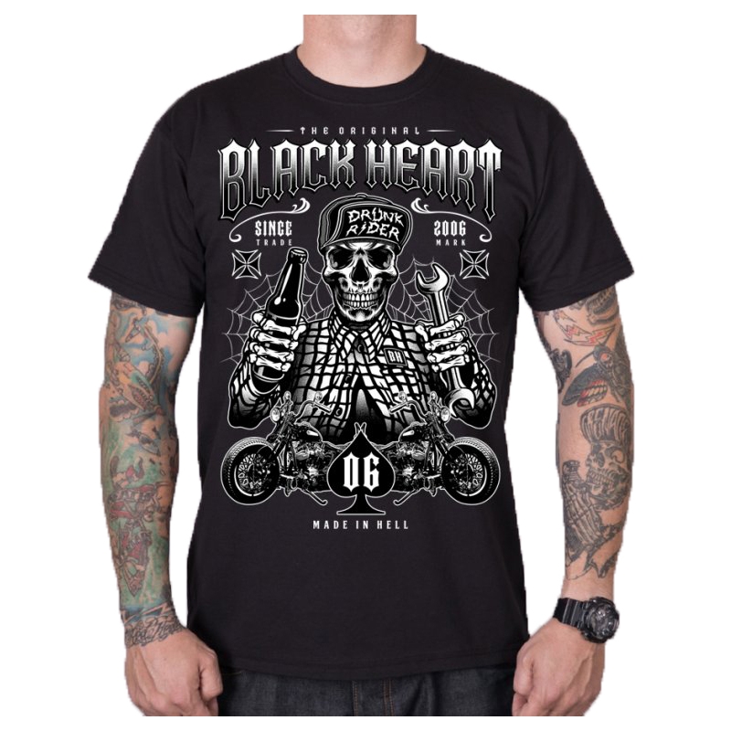 Vīriešu krekls Black Heart Drunk Rider melns