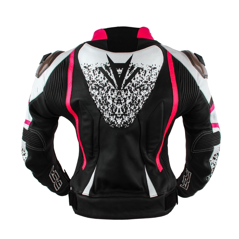 Dámská bunda na motorku RSA Flow II černo-bílo-fluo růžová výprodej - II. jakost