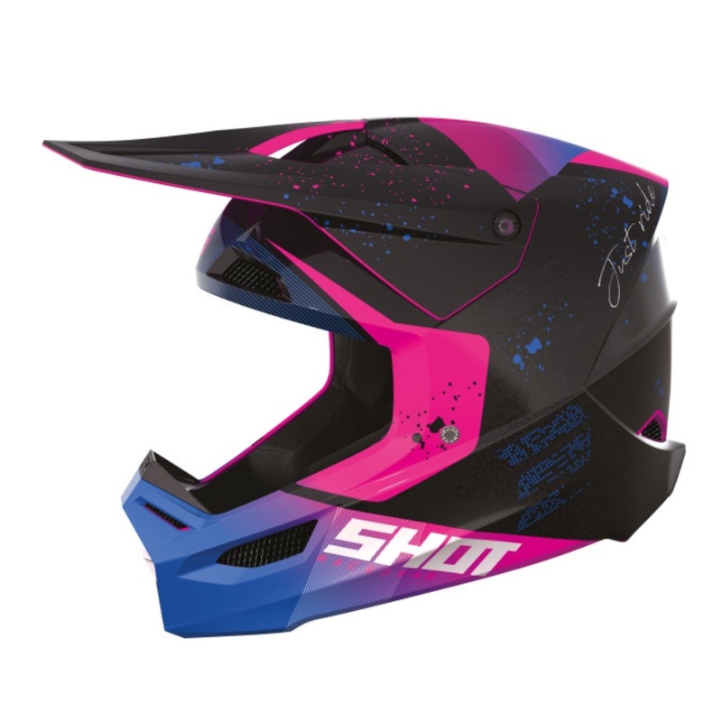 Motokrosová přilba Shot Furious Matrix růžovo-modro-černá