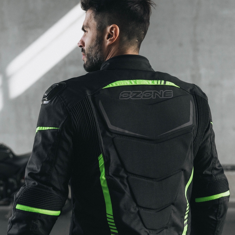 Ozone Pulse melna-fluo dzeltena motocikla jaka