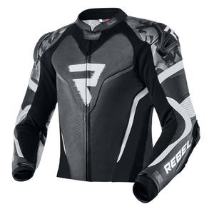 Rebelhorn Rebel melnā un baltā motocikla jaka Rebel izpārdošana