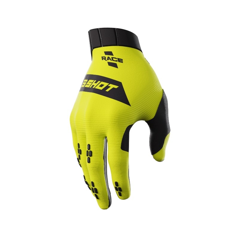 Motokrosa cimdi Shot Race melni-fluo dzelteni izpārdošana