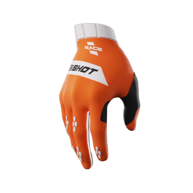 Motokrosa cimdi Shot Race balti-oranži