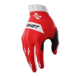 Motokrosa cimdi Shot Race balti-sarkani