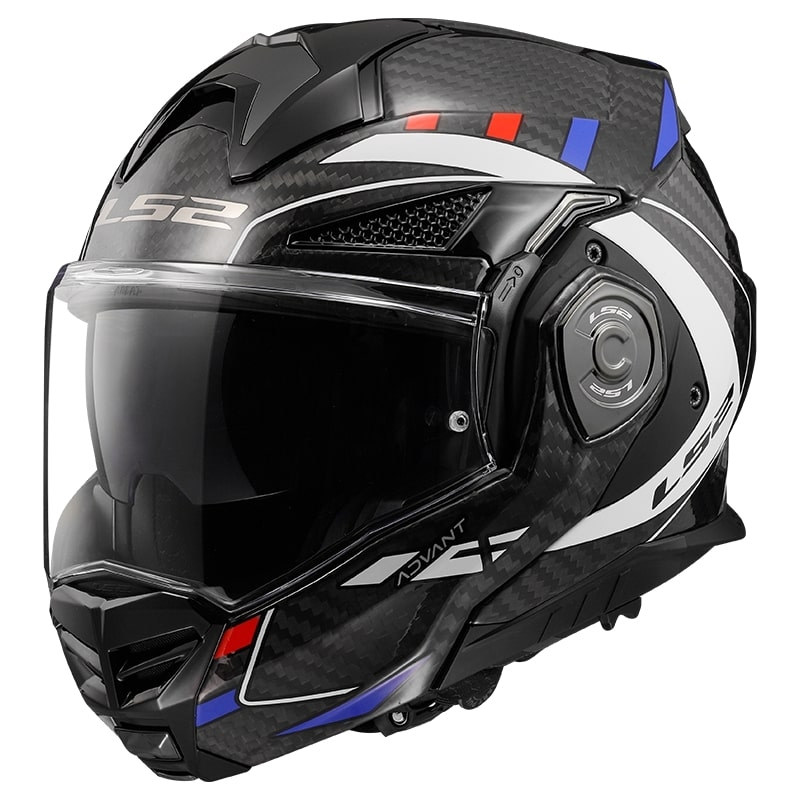 LS2 FF901 Advant X C Future melns-balts-zils flip-up moto ķivere
