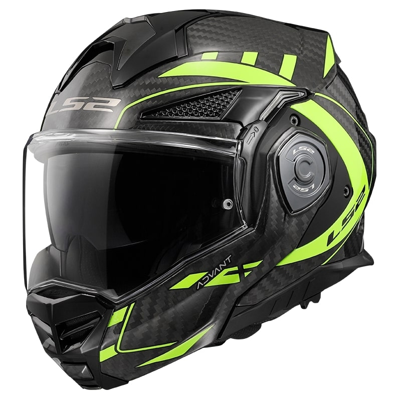 LS2 FF901 Advant X C Future melnā-fluo dzeltenā krāsā saliekama moto ķivere
