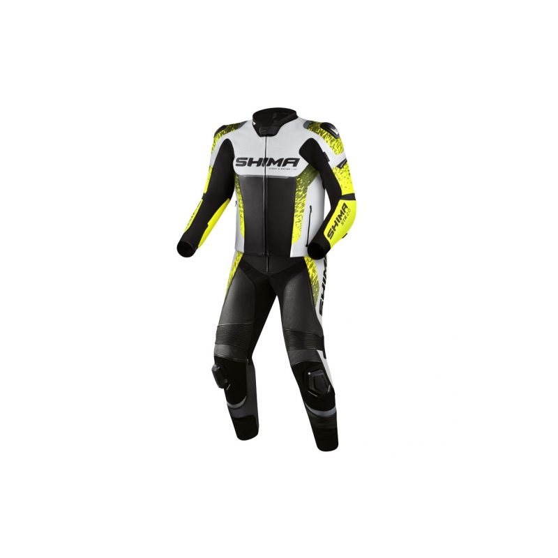 Shima STR 2.0 melns-balts-fluo dzeltens motocikla kombinezons