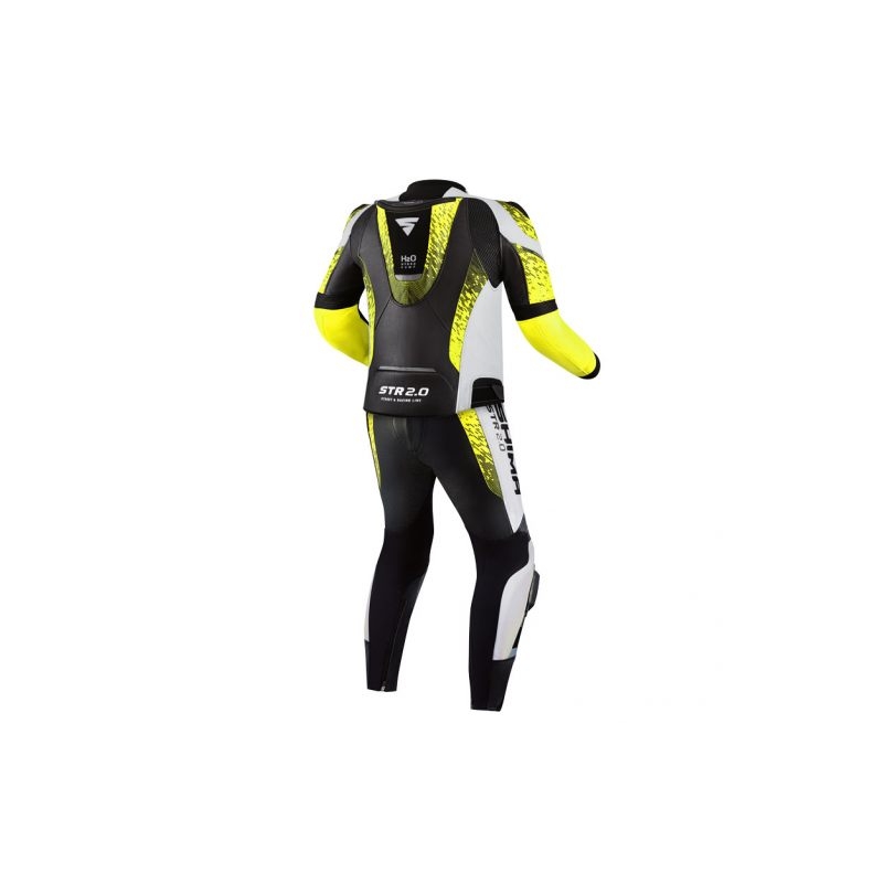 Shima STR 2.0 melns-balts-fluo dzeltens motocikla kombinezons