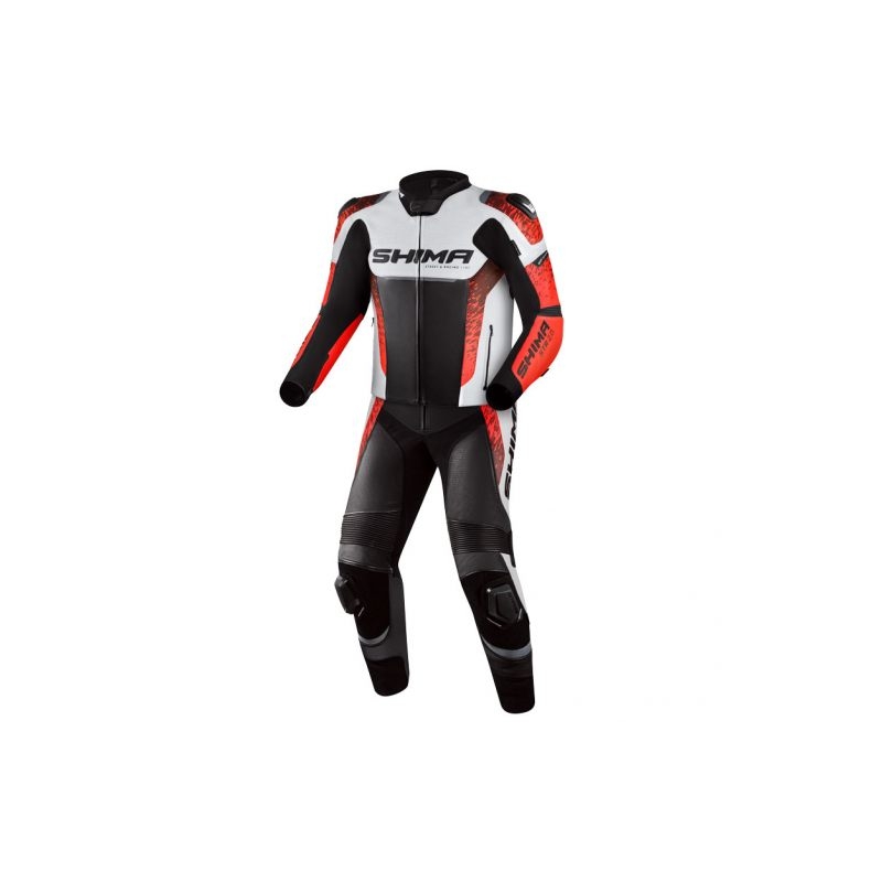 Shima STR 2.0 melns-balts-fluo sarkans motocikla kombinezons