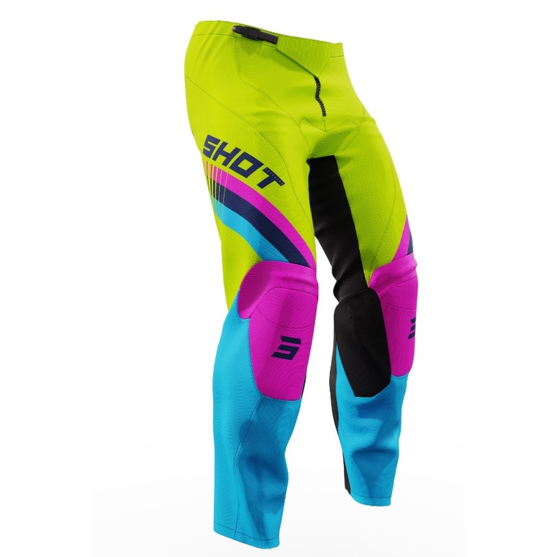 Dětské motokrosové kalhoty Shot Raw Kid Tracer růžovo-modro-fluo žluté výprodej