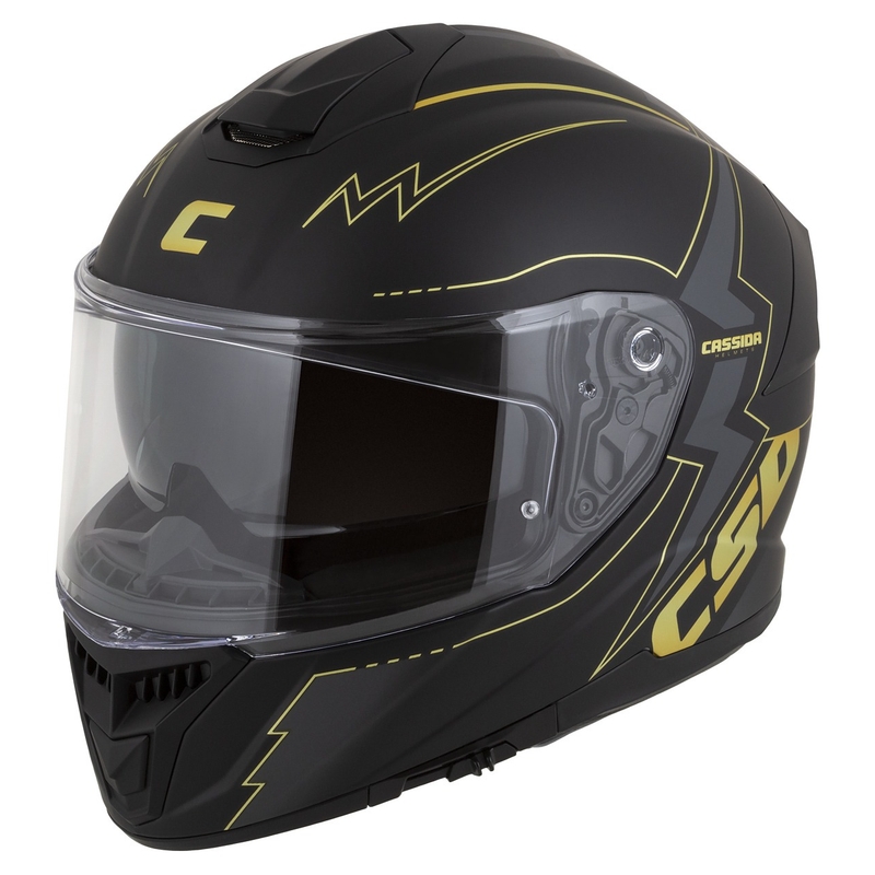 Cassida Integral GT 2.1 Flash melna-zelta-pelēka motocikla ķivere