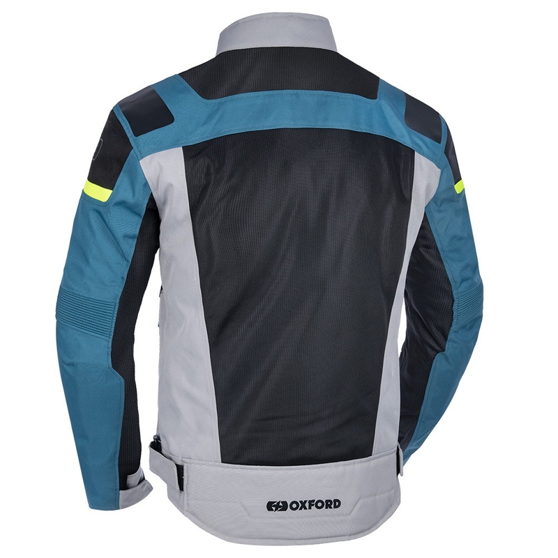 Oxford Dakar D2D Air sudraba-zilā-fluo dzeltenā motocikla jaka