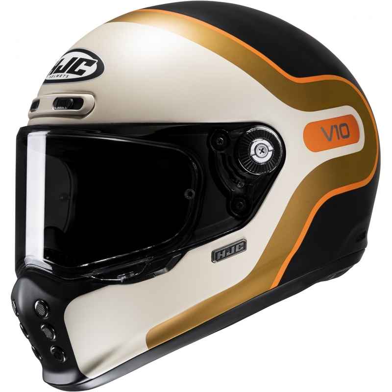 Integrālā motociklistu ķivere HJC V10 Grape MC7SF bēšs-oranžs-brūns-melns