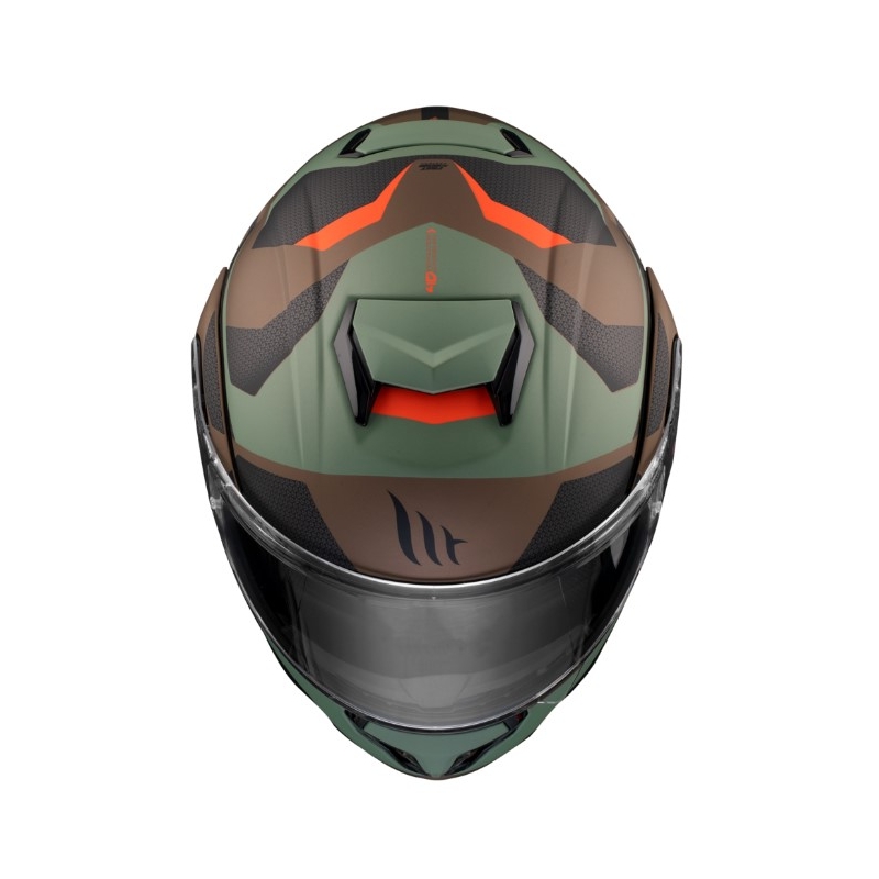 Vyklápěcí přilba na motorku MT Atom SV Skill A9 černo-zeleno-hnědá výprodej