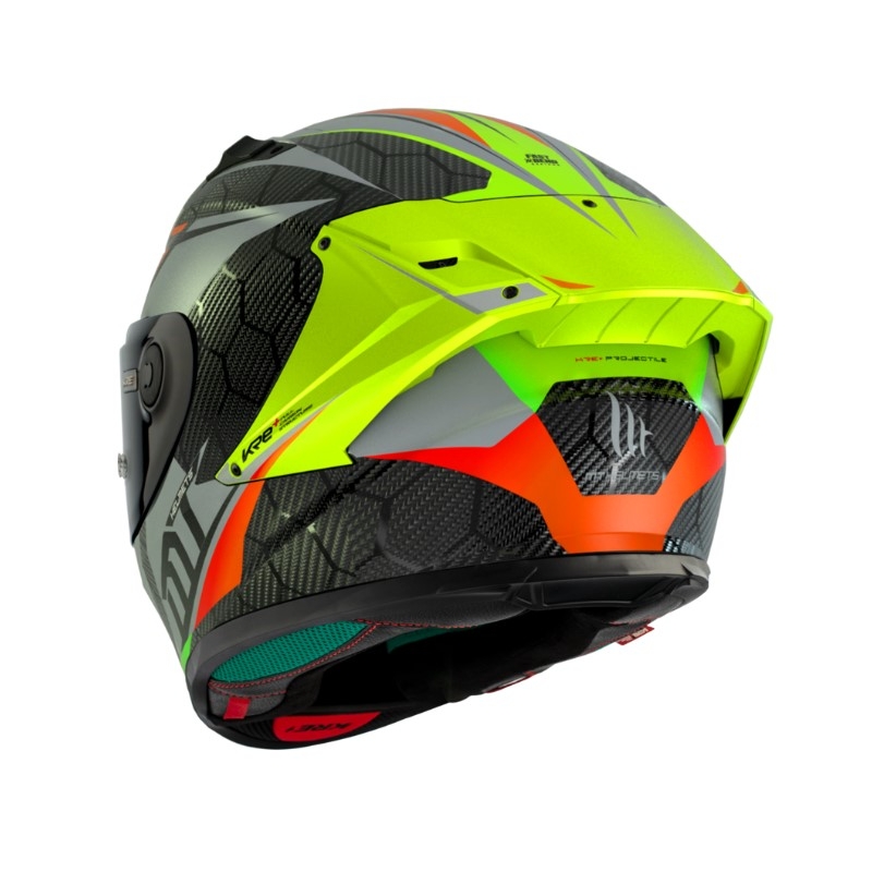 Integrální přilba na motorku MT FF103PLUSC KRE+ Carbon Projectile D2 červeno-zeleno-šedá