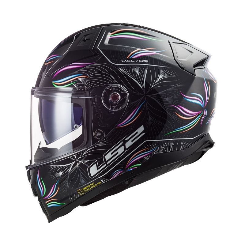 LS2 FF811 Vector II Tropical balta-violeti-melna integrālā motociklista ķivere