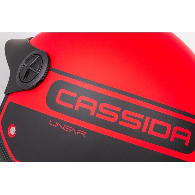Cassida Handy Plus Linear Open motociklu ķivere sarkanā-melnā krāsā