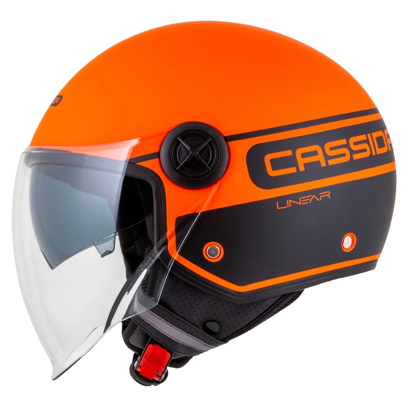 Cassida Handy Plus Linear atvērtā moto ķivere oranži melna