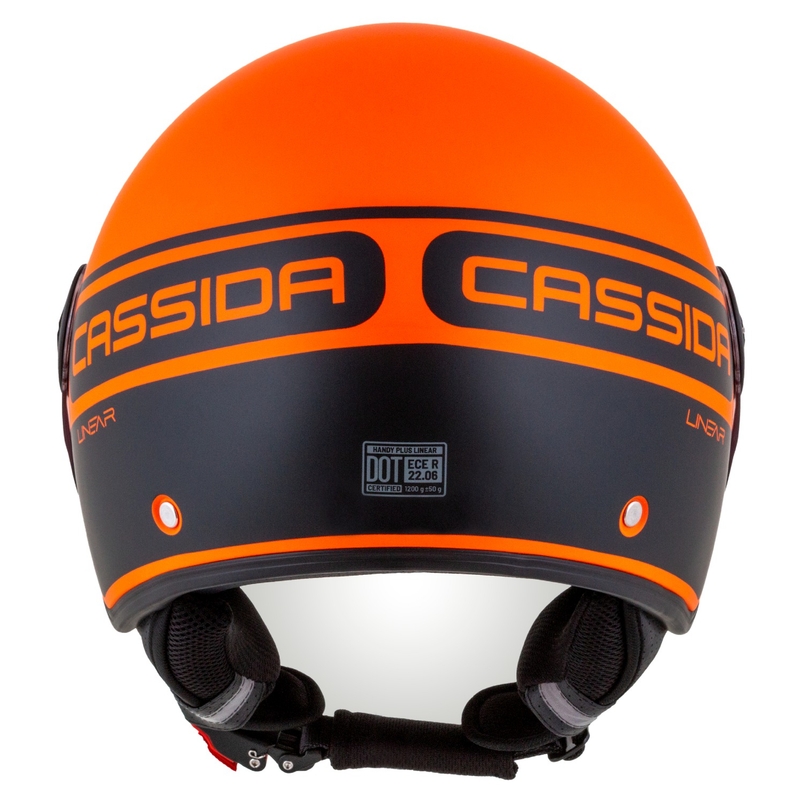 Cassida Handy Plus Linear atvērtā moto ķivere oranži melna