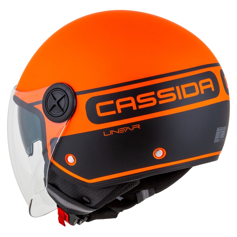 Cassida Handy Plus Linear atvērtā moto ķivere oranži melna
