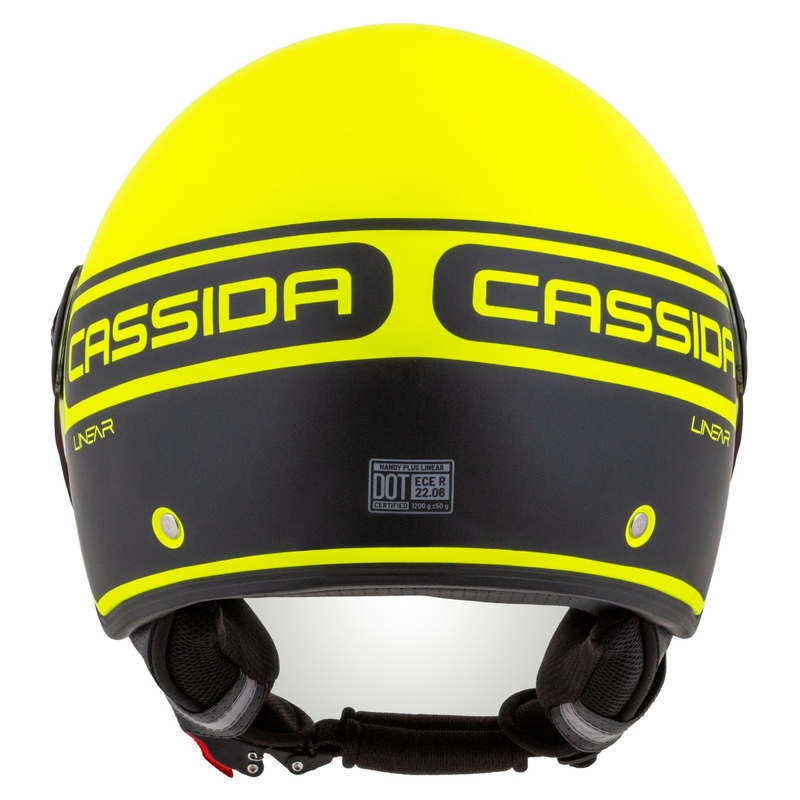 Cassida Handy Plus Linear fluo dzelteni melna atvērta moto ķivere