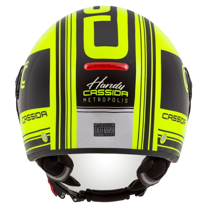 Cassida Handy Metropolis Safety fluo dzeltenā- melnā-atstarojošā pelēkā atvērta motociklu ķivere