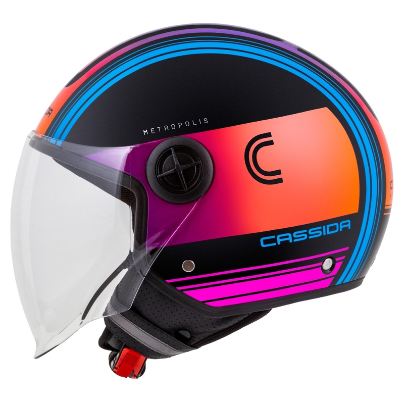 Cassida Handy Metropolis Black-Turquoise Gradient Open motociklu ķivere