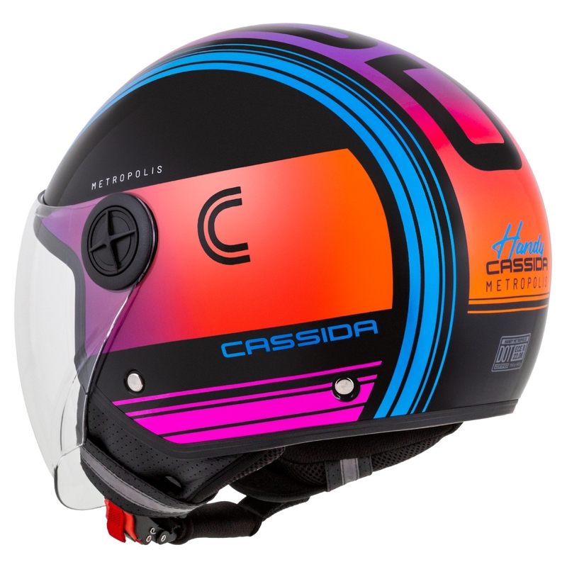 Cassida Handy Metropolis Black-Turquoise Gradient Open motociklu ķivere